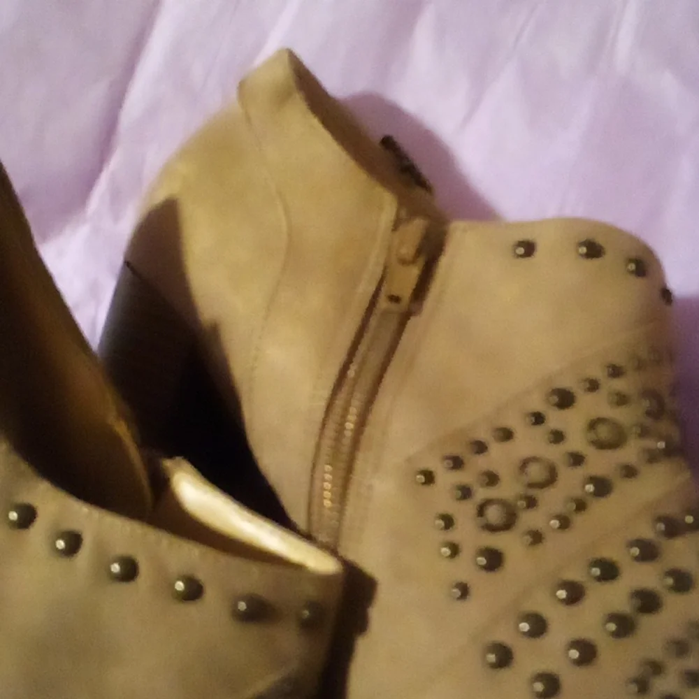 Kaari Blue Studded Heeled Boots Size 9